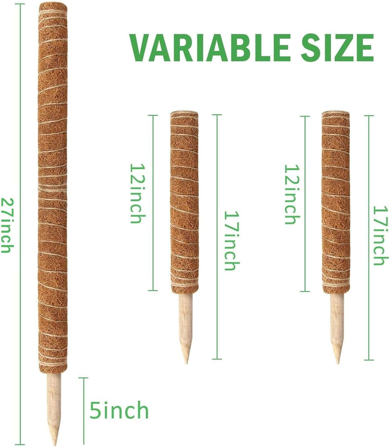 Moss Pole,  27 Inch Moss Poles - 2Pcs 17 Inch Plant Stakes Moss Sticks for Monstera Indoor Creepers Plant Support Extension Climbing Plants