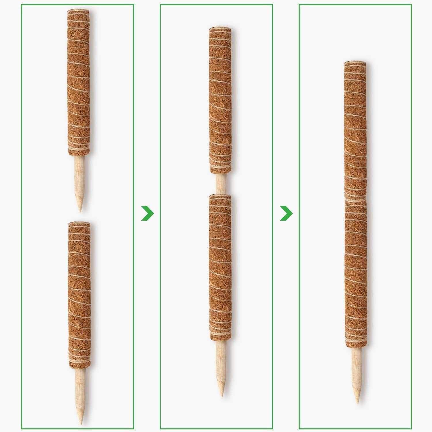 Moss Pole,  27 Inch Moss Poles - 2Pcs 17 Inch Plant Stakes Moss Sticks for Monstera Indoor Creepers Plant Support Extension Climbing Plants