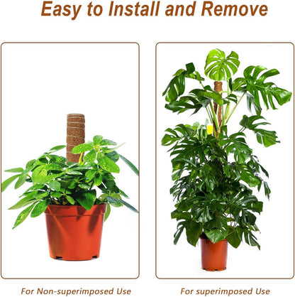 Moss Pole,  27 Inch Moss Poles - 2Pcs 17 Inch Plant Stakes Moss Sticks for Monstera Indoor Creepers Plant Support Extension Climbing Plants